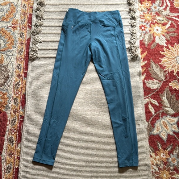 Oiselle leggings tights beautiful turquoise ocean teal blue inseam 28 size 10 M - Picture 2 of 10